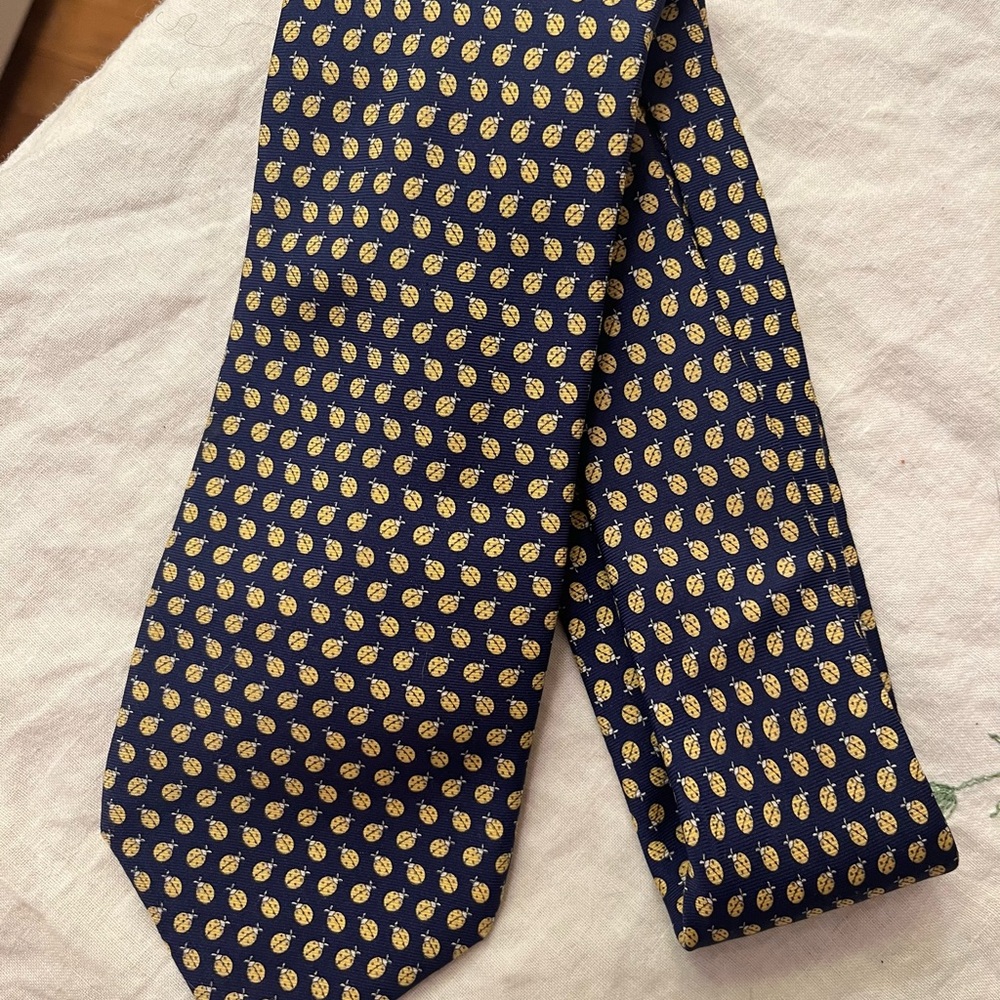 Brooks Brothers Makers & Merchants Blue Tie with Yellow Ladybug Motif - Picture 5 of 5